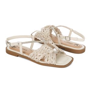 SANDALIAS FLATS TANARA CREMA T8621.0002.M86212